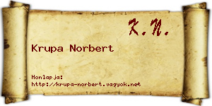 Krupa Norbert névjegykártya